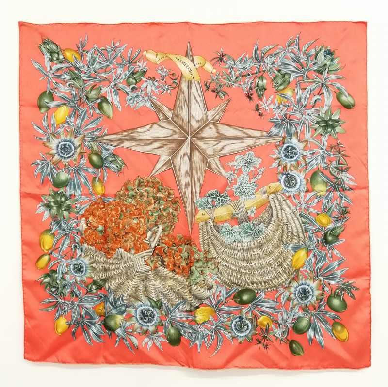 HERMES カレ90 シルクスカーフPASSIFLORES 