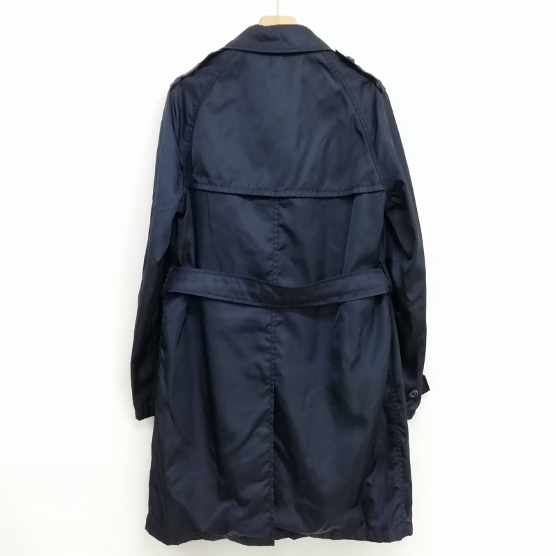 プラダ PRADA ナイロン トレンチ コート M ネイビー レディース 053