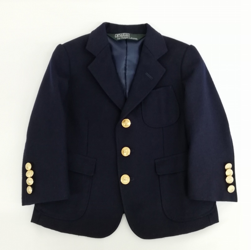 ラルフローレン　キッズ　紺ブレザー　金ボタン　100 フォーマル　ジャケット 紺ブレ⁄金ボタン⁄三角タグ⁄ブレザー⁄2B⁄ウール⁄NVY⁄キッズ160cm