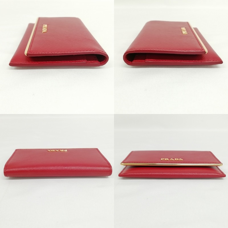 美品】PRADAプラダ名刺入れ／カードケース【赤】 （美品 PRADA カード 