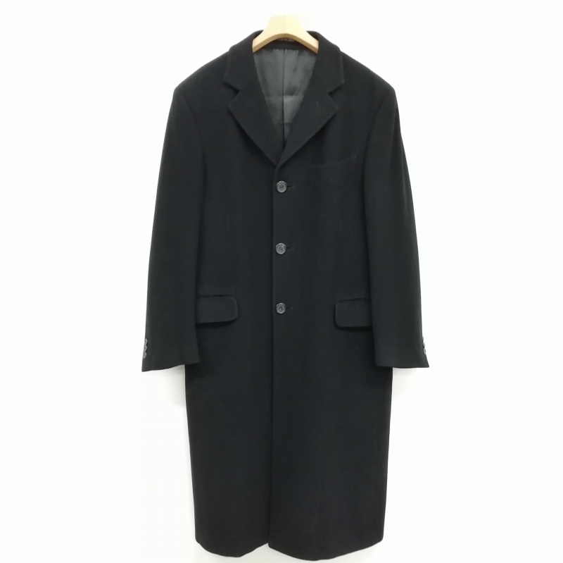フェンディ FENDI UOMO ウール チェスター ロング コート 48 ブラック 