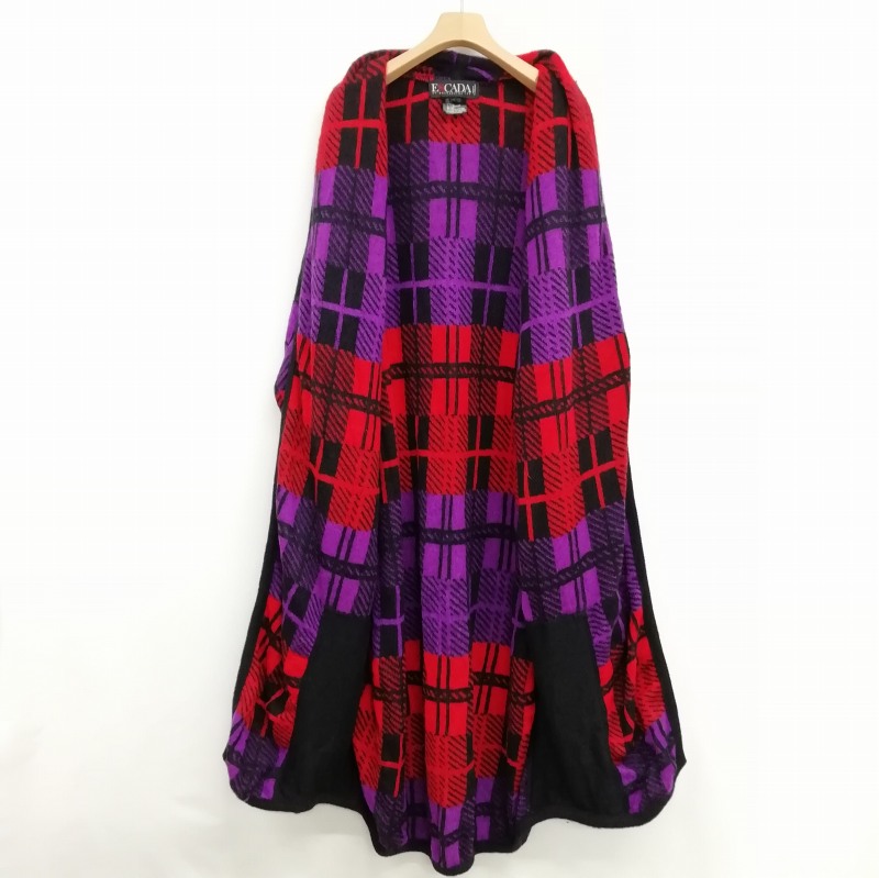 エスカーダ ESCADA ヴィンテージ チェック オーバーサイズ ロング モヘヤ ニット カーディガン 36 マルチ レディース エスカーダ ESCADA ヴィンテージ チェック オーバーサイズ