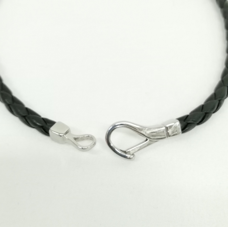 黒 レザー 編み込み ブレスレット　GUCCI GUCCI - GUCCI グッチ 編み込み レザー ブレスレット【中古】の