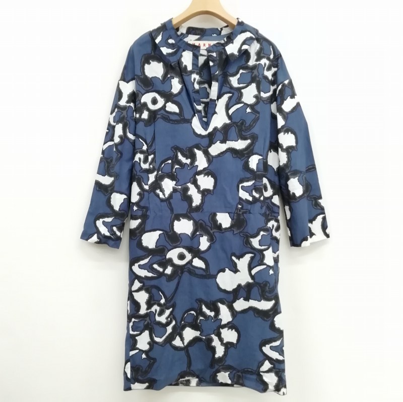 MARNI マルニ 膝丈ワンピース ネイビー MARNI - マルニ MARNI ワンピースの通販 by KOMEHYO ONLINE