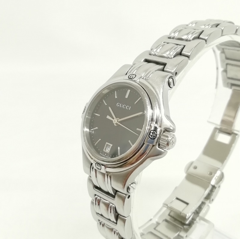 グッチ GUCCI 9040L デイト クオーツ 腕時計 黒文字盤 レディース 053