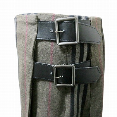 BURBERRY ストライプ ベルト ブラウン/グレー リバーシブル チェック
