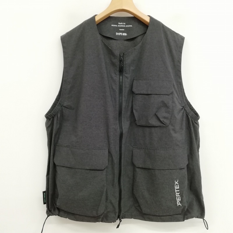 シップス SHIPS any PERTEX(R) ノーカラー マルチポケット ジップ 