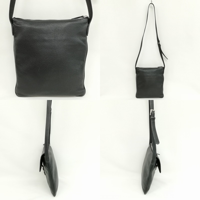 LOEWE ブラックレザー サコッシュ ロエベ LOEWE レザー ショルダーバッグ サコッシュ ロゴ