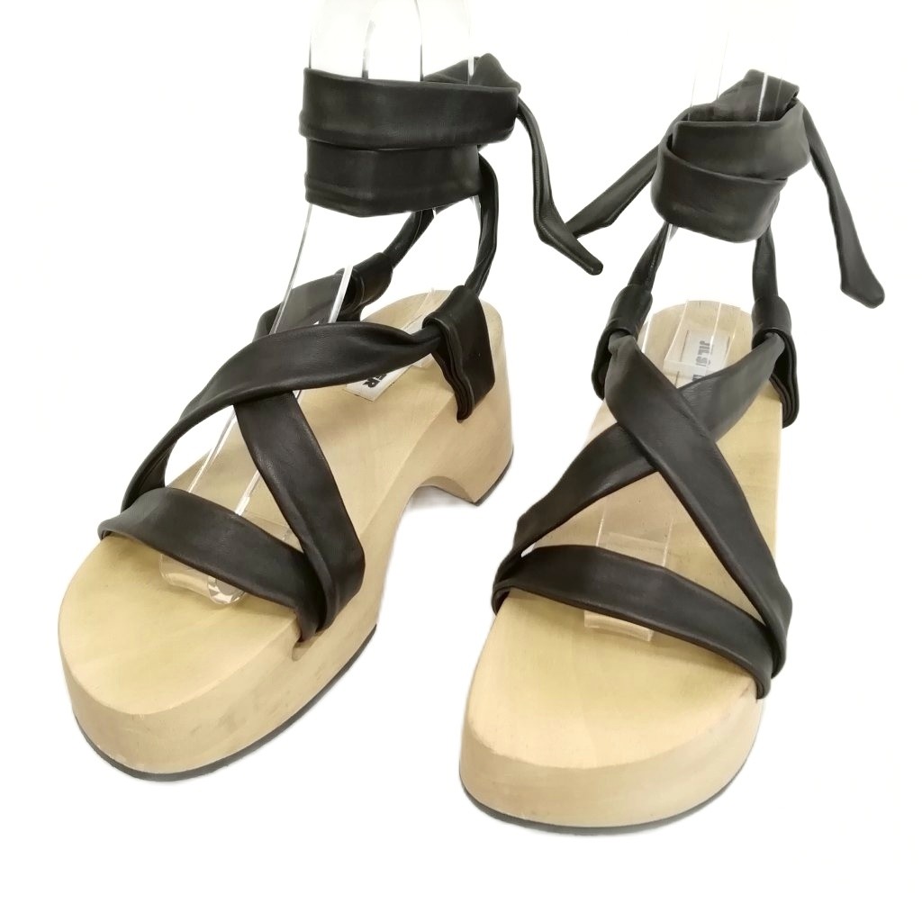 ジルサンダー JIL SANDER JS34011A Leather Strap Wedge Sandals