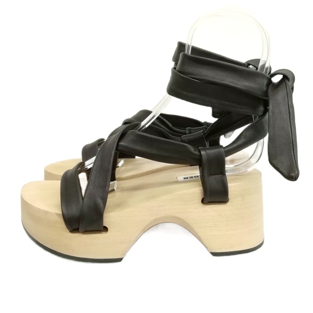 ジルサンダー JIL SANDER JS34011A Leather Strap Wedge Sandals