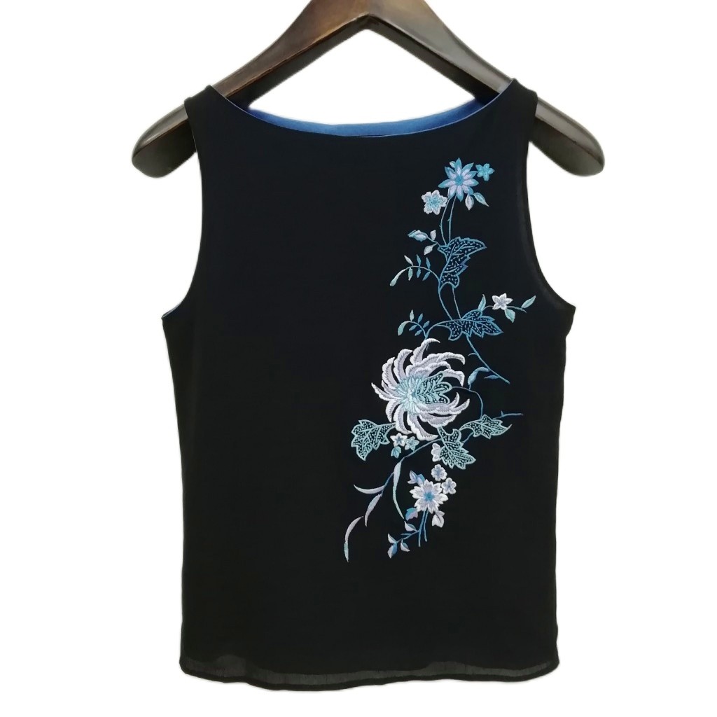 Vivienne Tam 黒刺繍タンクトップ Vivienne Tam ノースリーブトップス 