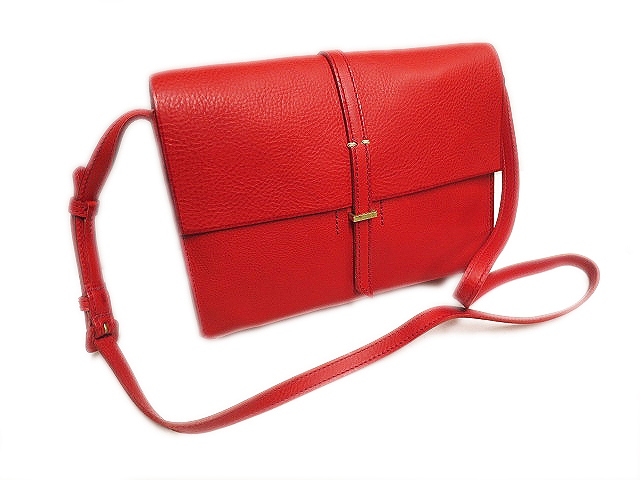ゲンテン genten 美品 トスカ レザー ショルダー バッグ赤レッド 