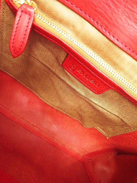美品 genten ショルダーバッグ レザー レッド 肩掛け 斜め掛け