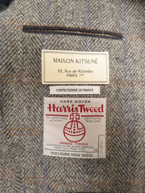 キツネ KITSUNE ×Harris Tweed ハリス ツイード チェック柄テーラード 