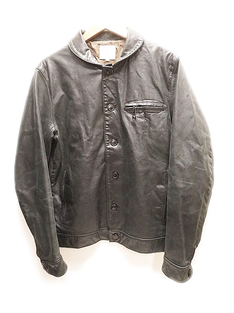 ヴィクティム VICTIM ショールカラー レザー ライダース ジャケットL黒  