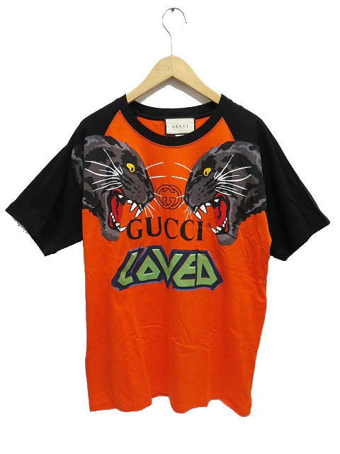 グッチ Gucci 19ss Lovedタイガー プリント オーバーサイズ Tシャツ S オレンジ 橙 ブランド古着ベクトル 中古 1228 01 メンズ 055 ベクトルパーク