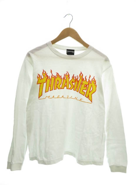 スラッシャー Thrasher ファイヤー ロゴ プリント Tシャツ 長袖 S 白 ホワイト ブランド古着ベクトル 中古 0009 メンズ 055 ベクトルパーク