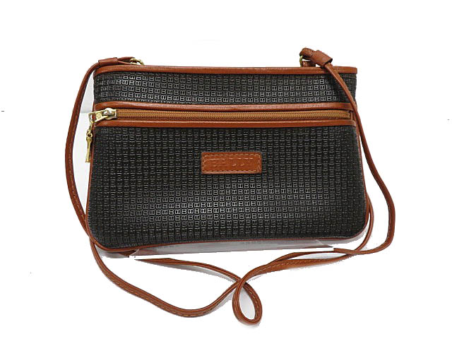 バリー Bally ロゴ プレート ミニ ショルダー バッグ ポーチ 黒 茶 ブラック ブラウン ブランド古着ベクトル 中古 0015 レディース 055 ベクトルパーク