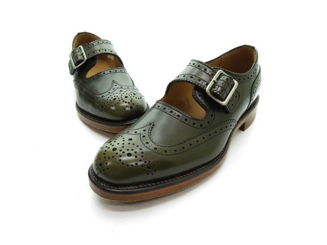 リーガル Regal メリージェーン ウイングチップ ストラップ シューズ レディースシューズ 22 オリーブ ブランド古着ベクトル 中古 0070 レディース 055 ベクトルパーク