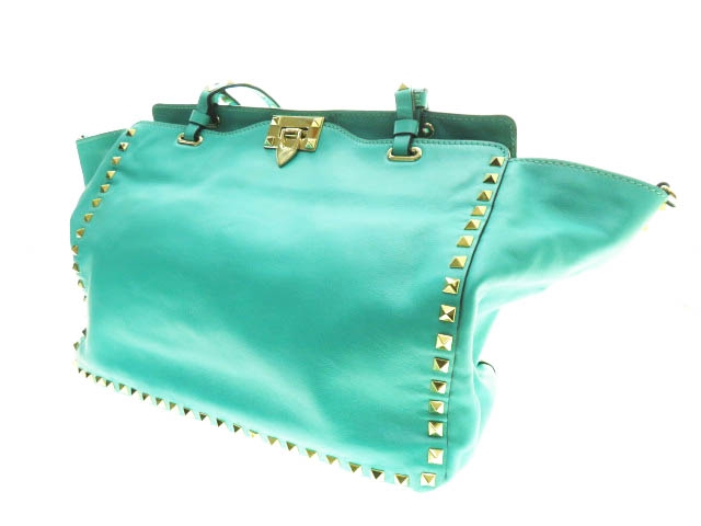 ヴァレンティノ ヴァレンチノ Valentino ガラヴァーニ 2way スタッズ ショルダー バッグ 緑 エメラルドグリーン ブランド古着ベクトル 中古 0300 レディース 055 ベクトルパーク