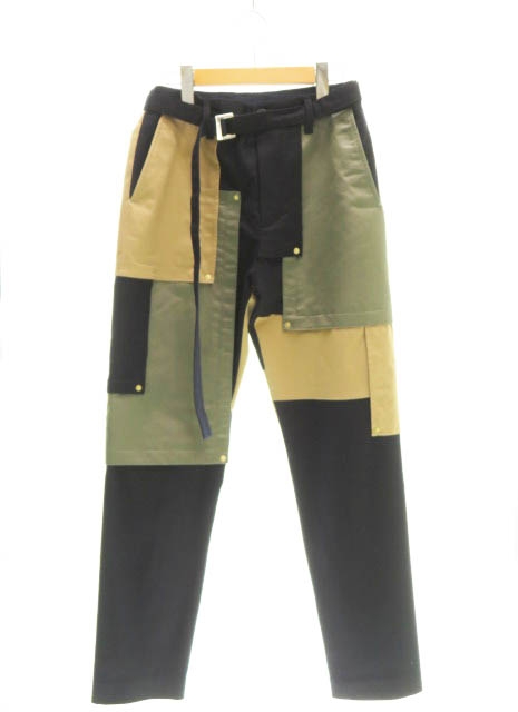 サカイ Sacai Fabric Combo Pants ファブリック コンボ パンツ m 2 ベージュ ネイビー カーキ ブランド古着ベクトル 中古 0250 メンズ 055 ベクトルパーク