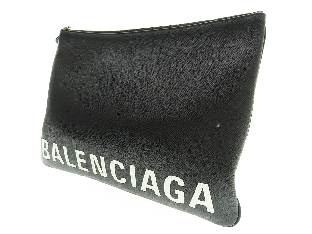 バレンシアガ Balenciaga ロゴ プリント クラッチ バッグ 黒 ブラック ブランド古着ベクトル 中古 02 メンズ 055 ベクトルパーク