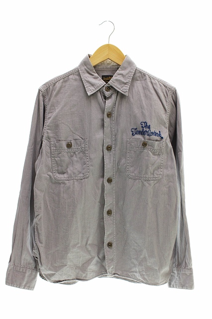 テンダーロイン Tenderloin 刺繍 ヘリンボーン ワークシャツ S 灰色 チャコールグレー ブランド古着ベクトル 中古 0008 メンズ 055 ベクトルパーク