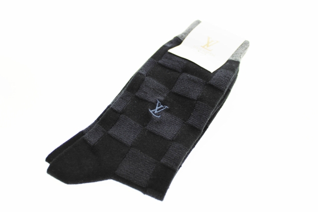 ルイヴィトン LOUIS VUITTON ダミエ 市松模様 靴下 ソックス フリー 黒 