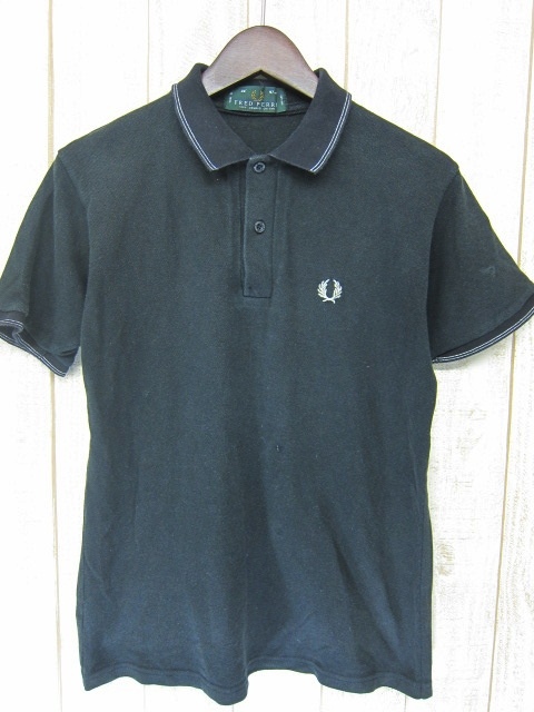 フレッドペリー FRED PERRY 半袖 ポロシャツ 38 黒 ブラック 鹿の子 