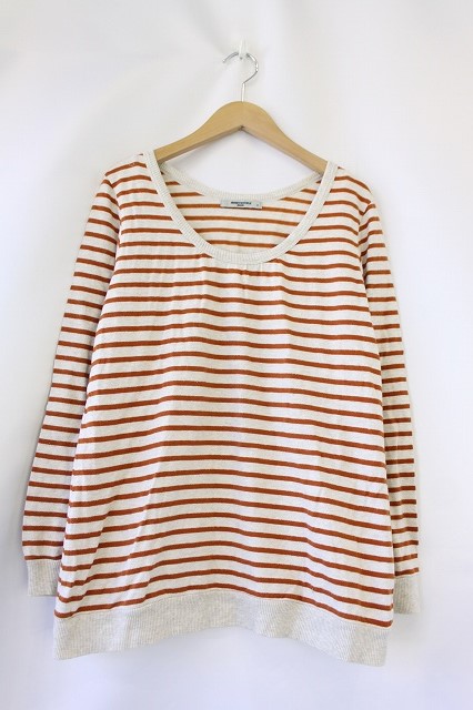 ハニーサックルローズ Honeysuckle Rose カットソー Tシャツ ボーダー柄 長袖 M ベージュ オレンジ Vt18 レディース 059 201809101532 ベクトルパーク