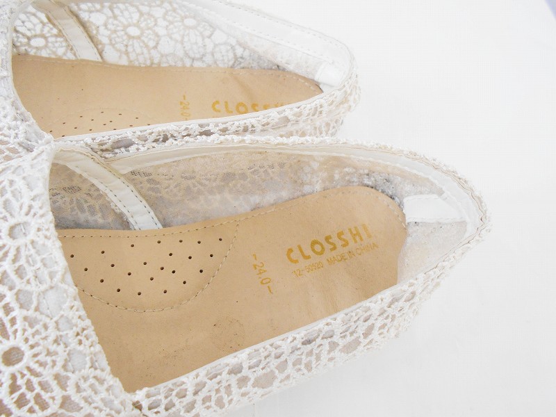 クロッシー Closshi 靴 フラットシューズ レース シースルー 24 ホワイト 白 Vt7 レディース 059 ベクトルパーク