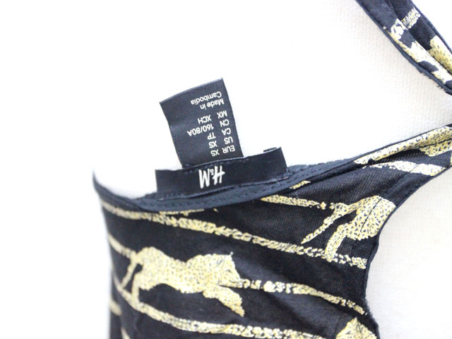 エイチ エム H M キャミワンピ ワンピース 豹モチーフ 柄 Xs 黒 ブラック Zt2 レディース 059 ベクトルパーク