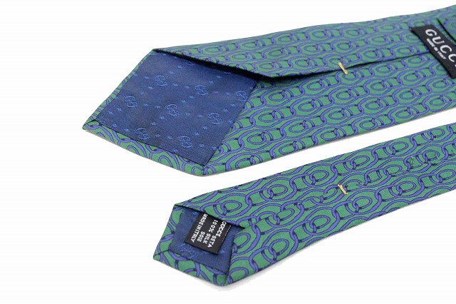 グッチ GUCCI ネクタイ 総柄 パターン チェーン グリーン 緑 /BB28