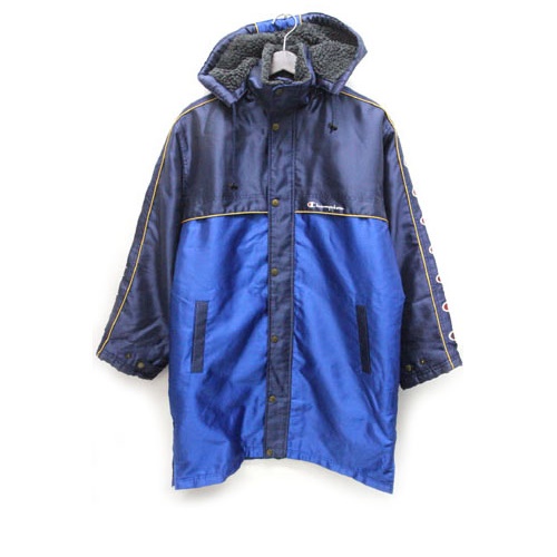 チャンピオン ベンチコート ネイビー Lサイズ フード付き ボア 防寒【美品】 C3YS610 チャンピオン ベンチコート 起毛 中綿 保温 撥水 防風
