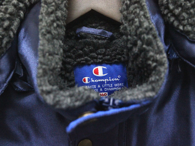 チャンピオン CHAMPION ベンチコート ボア アウター 160 青 ブルー