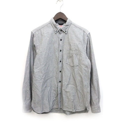 エドウィン Edwin シャツ シンプル 長袖 M 灰色 グレー Zb メンズ 059