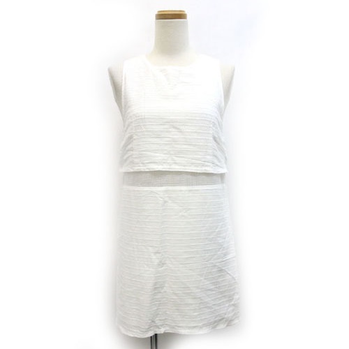 スパイラルガール Spiralgirl ワンピース ひざ丈 ボーダー 柄 ノースリーブ F 白 ホワイト Zb レディース 059 ベクトルパーク