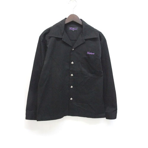 ボーリングシャツ バックプリント デザインボタン 長袖 M 黒 ブラック Z メンズ 059 ベクトルパーク
