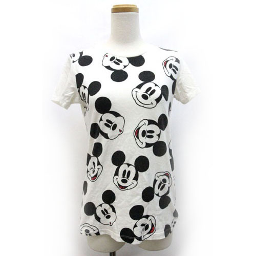 MICKY様 シャツ 1アイボリー ユニクロ UNIQLO Tシャツ カットソー ミッキーマウス 柄 半袖 M
