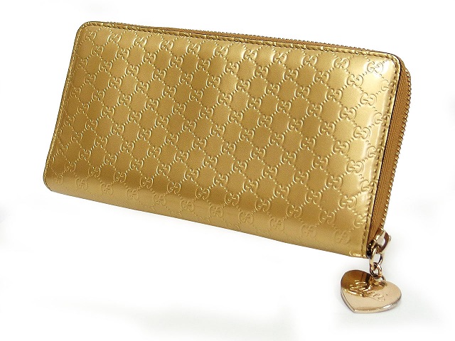 グッチ Gucci 財布 長財布 グッチシマ ハート Gg パテントレザー ラウンドファスナー ゴールド C レディース 059 ベクトルパーク