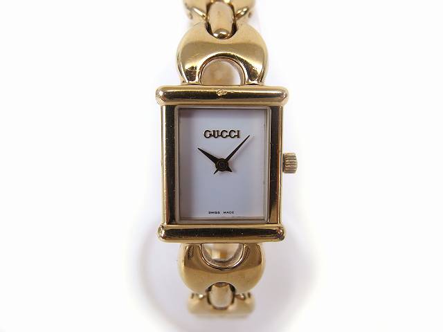 グッチ Gucci 腕時計 クォーツ 1800l ベルト チェーン ロゴ スクエア ホワイト C レディース 059 ベクトルパーク