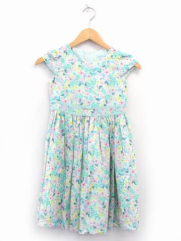 トッカ Tocca 子供服 ワンピース キャップスリーブ 丸首 リボン フレアー 花柄 130 グリーン 緑 C キッズ 059 ベクトルパーク