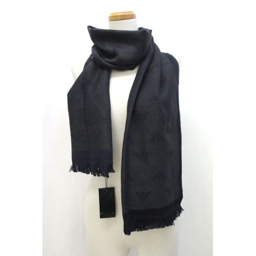 エンポリオアルマーニ EMPORIO ARMANI マフラー ロゴ 柄 フリンジ  