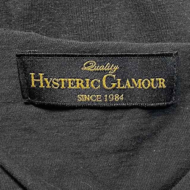 ヒステリックグラマー HYSTERIC GLAMOUR Tシャツ オープンフロントネック ノースリーブ ダメージ加工 ヒスガール ブラック HYSTERIC GLAMOUR ヒステリックグラマー Tシャツ オープン