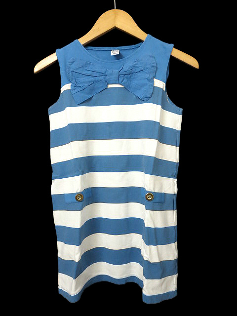 美品 ザラ Zara Kids リボン ボーダー ノースリーブ ワンピース キッズ 152 G2 060 ベクトルパーク