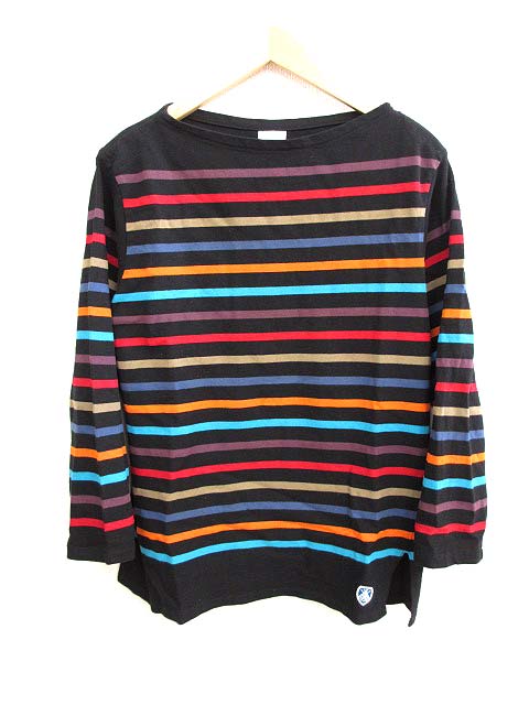 オーチバル Orcival オーシバル フランス製 長袖カットソー 4 黒 マルチボーダー バスクシャツ メンズ 060 ベクトルパーク