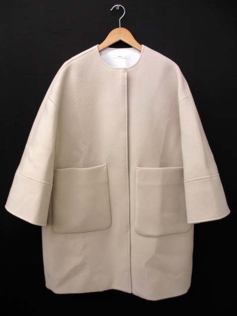 ヨリ yori 22AW ウール ノーカラーコート F アイボリー YR2225-097AW  