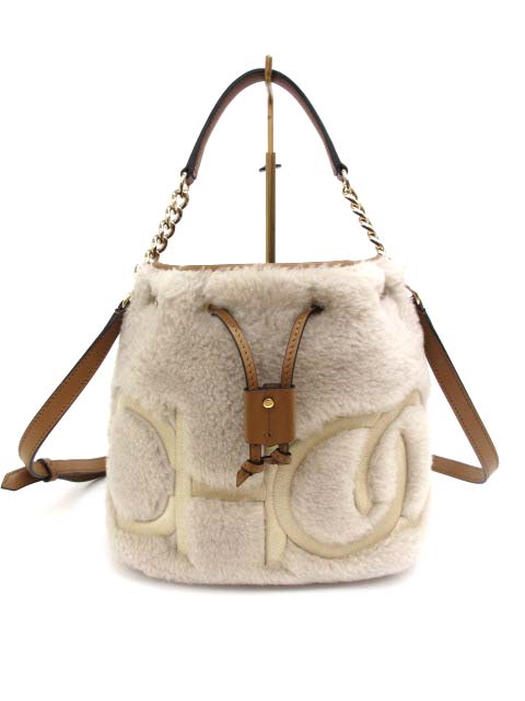 美品 ジミーチュウ JUNO S シアリング バケット ショルダーバッグ