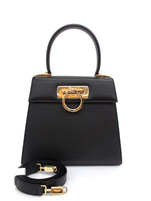 A*様 【極美品】フェラガモ ガンチーニ 2wayハンドバッグ サフィアーノレザ 5mc3206】サルヴァトーレフェラガモ ハンドバッグ ガンチーニ