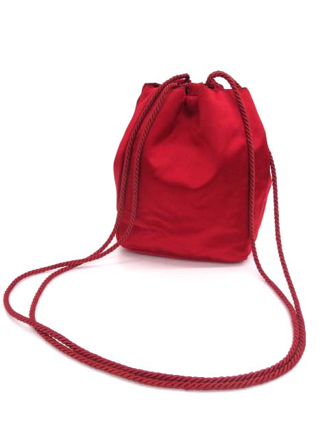 プラダ PRADA サテン ロゴ刺繍 巾着 ショルダーバッグ レディース 060